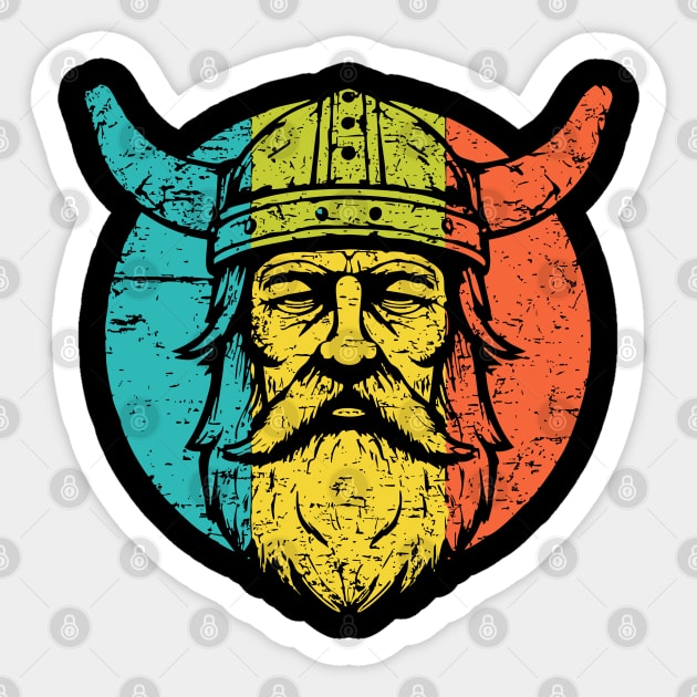 Retro Viking Warrior – Norse Mythology-Inspired Design Sticker by TuncGK